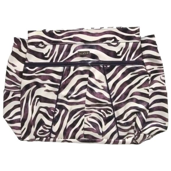 Vntg Miche Prima Jocelynn Shell Purple Black Zebra Print Faux Leather - Picture 7 of 16